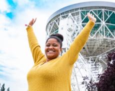 Dr Tana Joseph at Jodrell Bank, UK