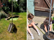 Photos of the solstick experiment being carried out